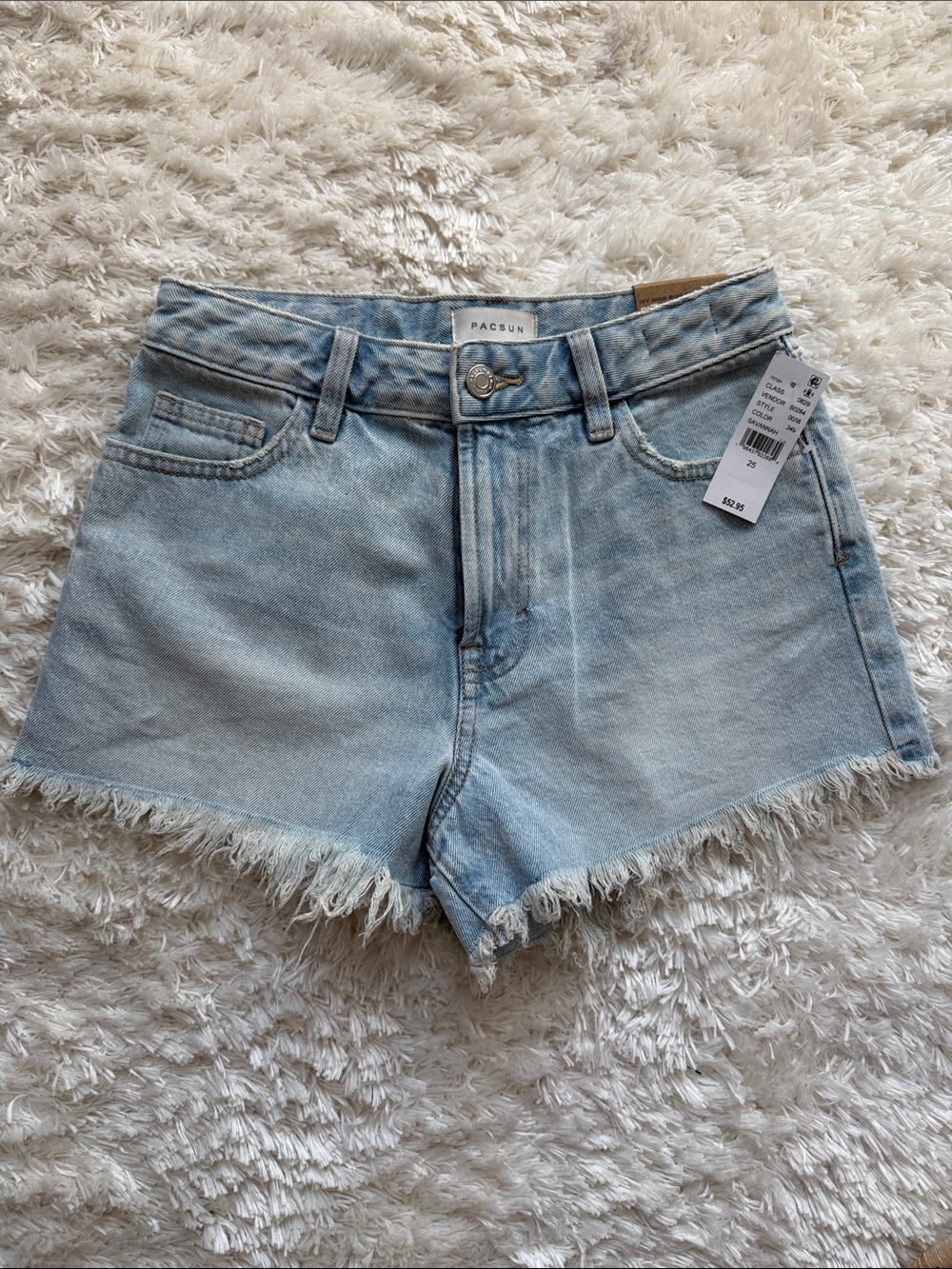 PacSun Light Wash Frayed-Hem Denim Shorts